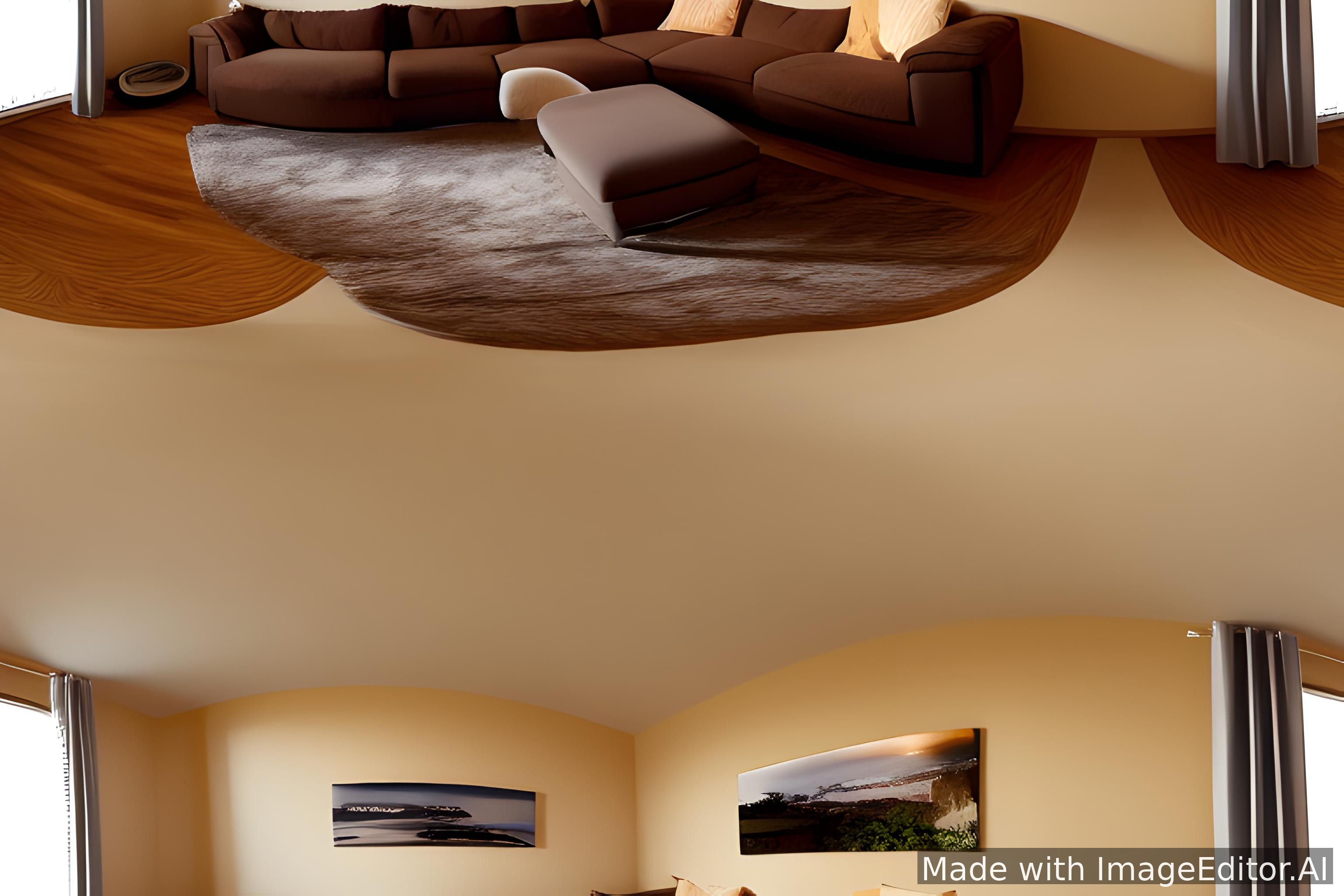 A modern living room, warm lighting, cozy textures, photorealistic, high detail